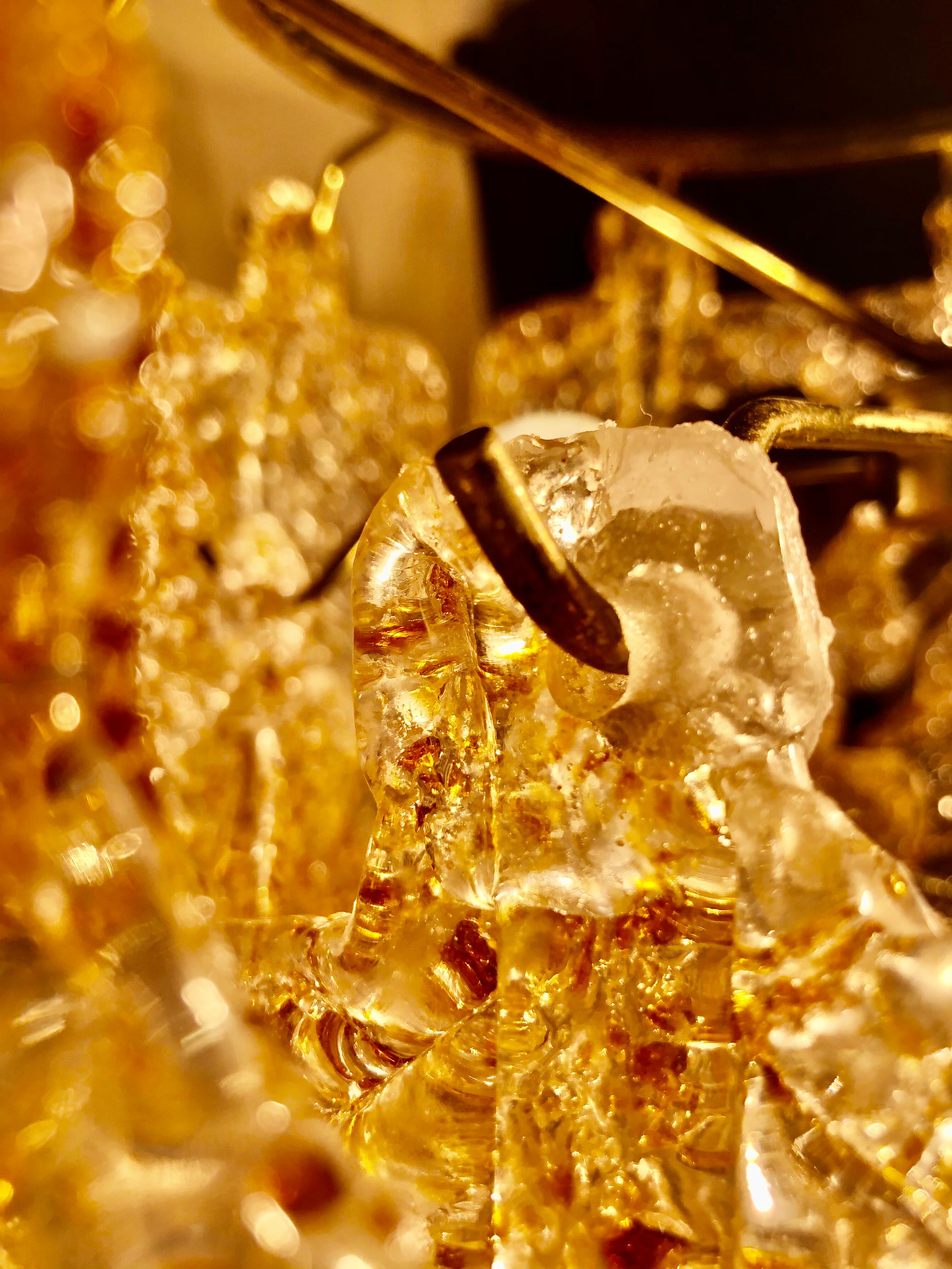 Golden Mazzega amber ice frost candlestick