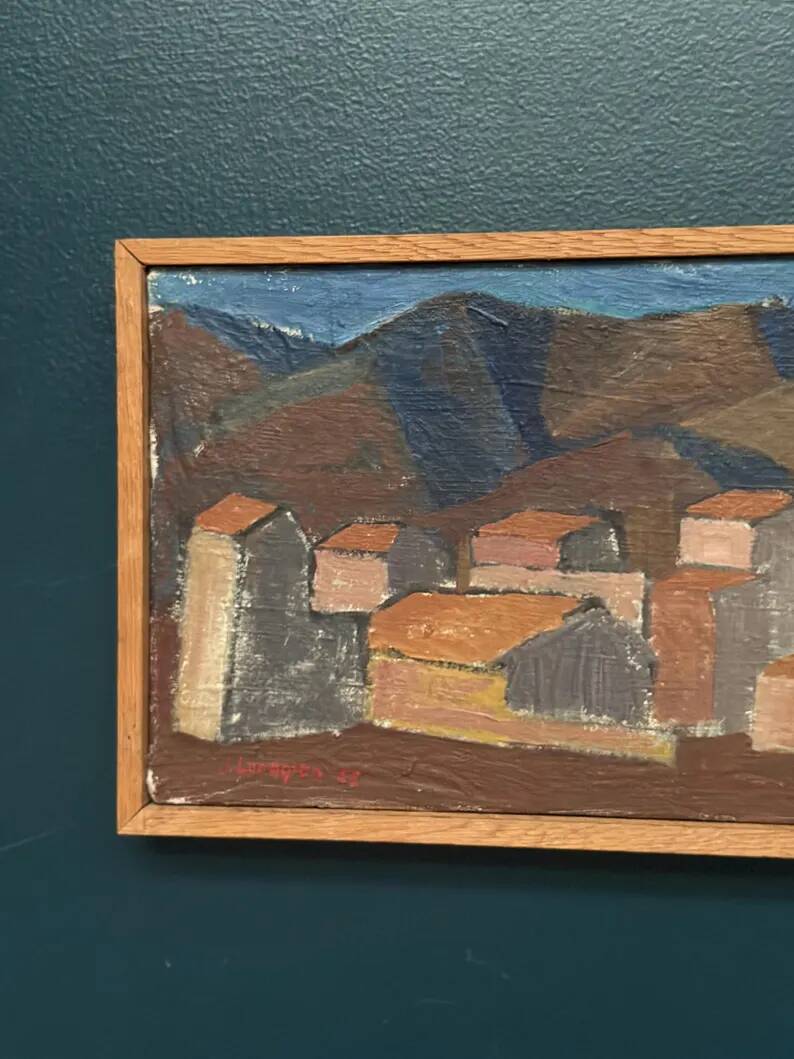 Swedish Oil on Canvas "Urban Landscape" by Johan Lundgren, Framed