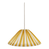 Suspension rayée forme conique "Malala rayée blanc cassé et jaune citron"