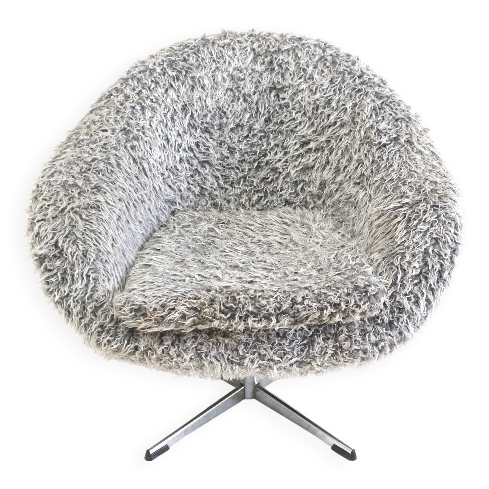 Grey swivel armchair with metal star base made in the 70s