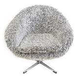Grey swivel armchair with metal star base made in the 70s