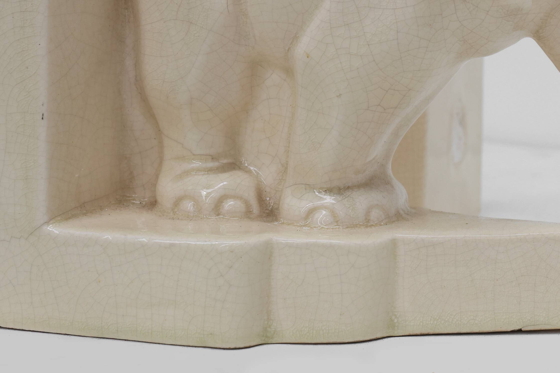 Serre-livres en céramique Art déco française à motif d'éléphant, années 1930