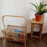 Vintage rattan magazine rack