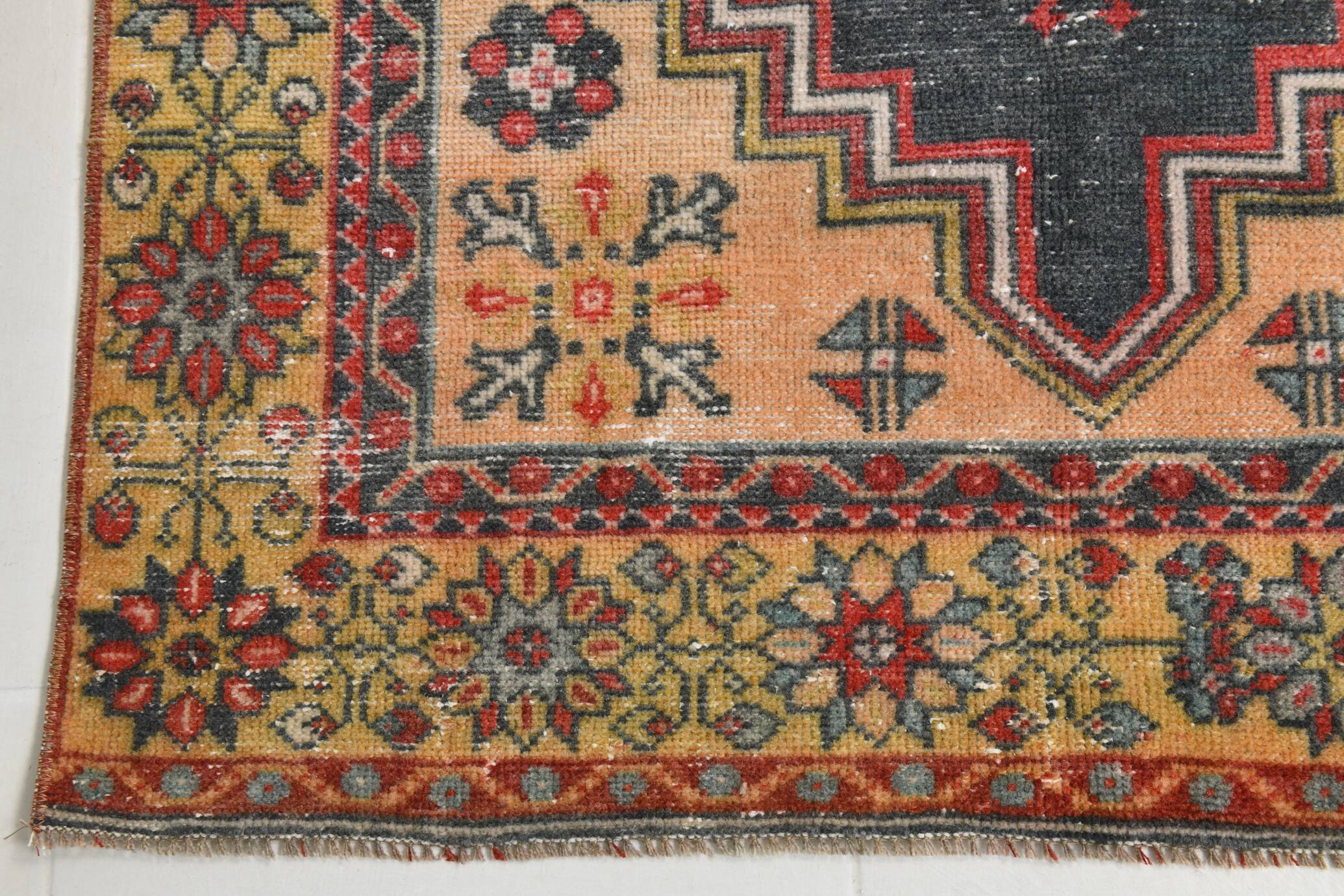 3x6 Red Navy Blue Oriental Vintage Rug, 106x201Cm