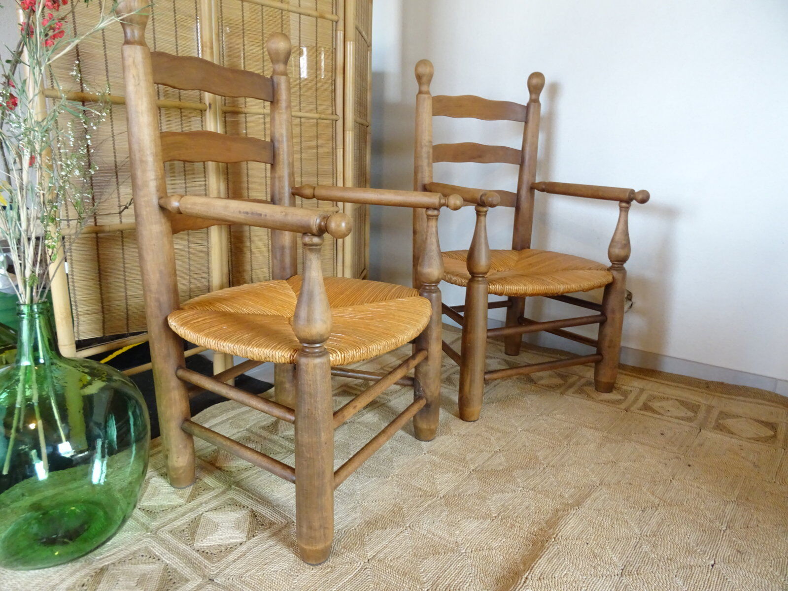 Pair of mulched brutalist armchairs