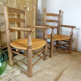 Pair of mulched brutalist armchairs