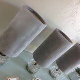 Suite of three lamps in structured glass and chrome/vintage years 70