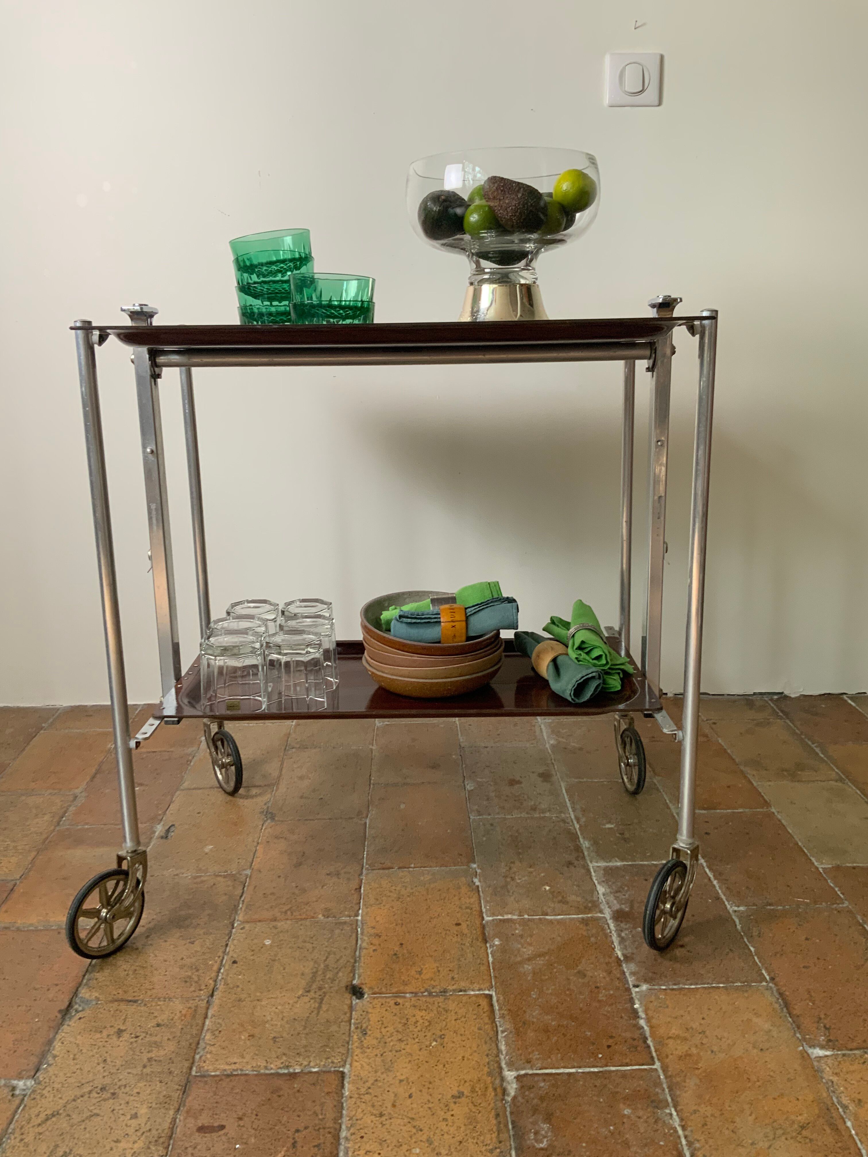Vintage 70s folding dessert trolley