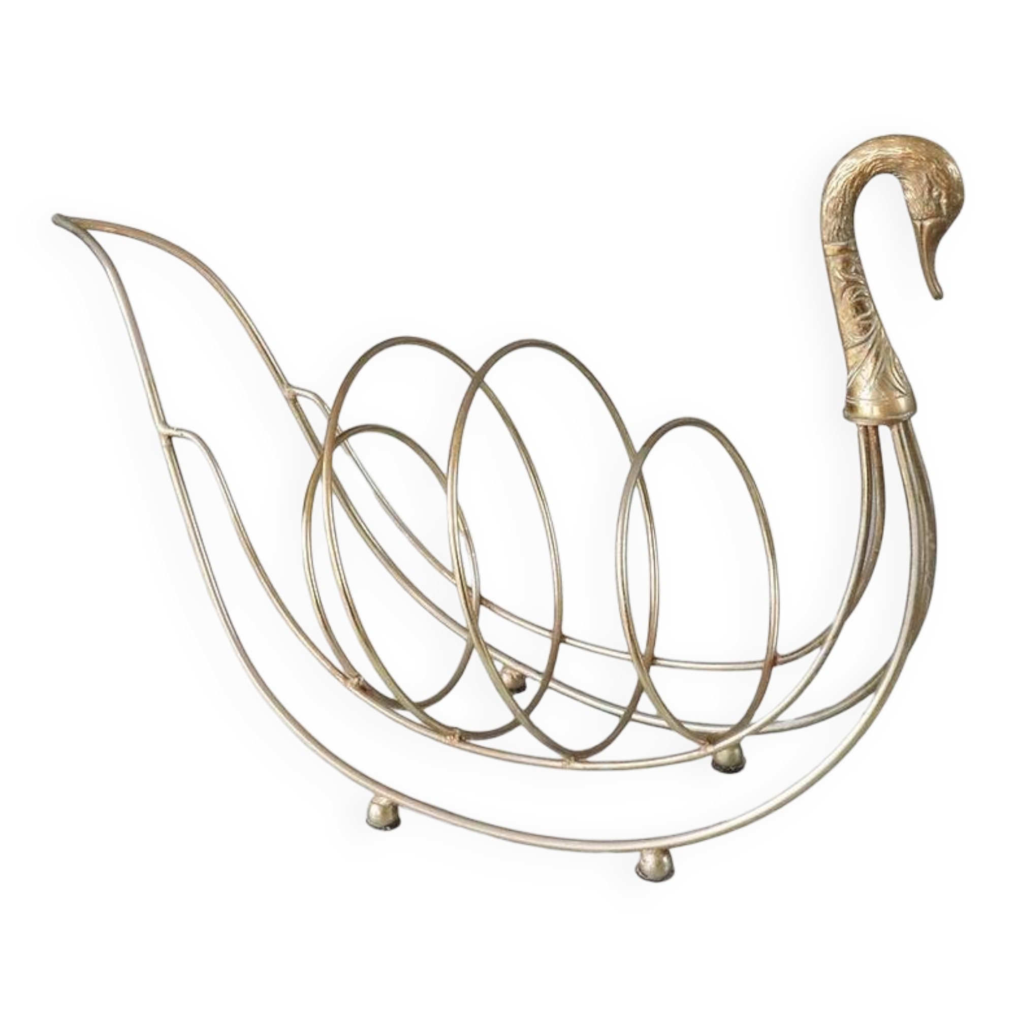 Mid century swan magazine rack by maison jansen