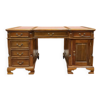 New! - Classic English Desk Partnerdesk Red Leather