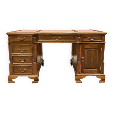 New! - Classic English Desk Partnerdesk Red Leather