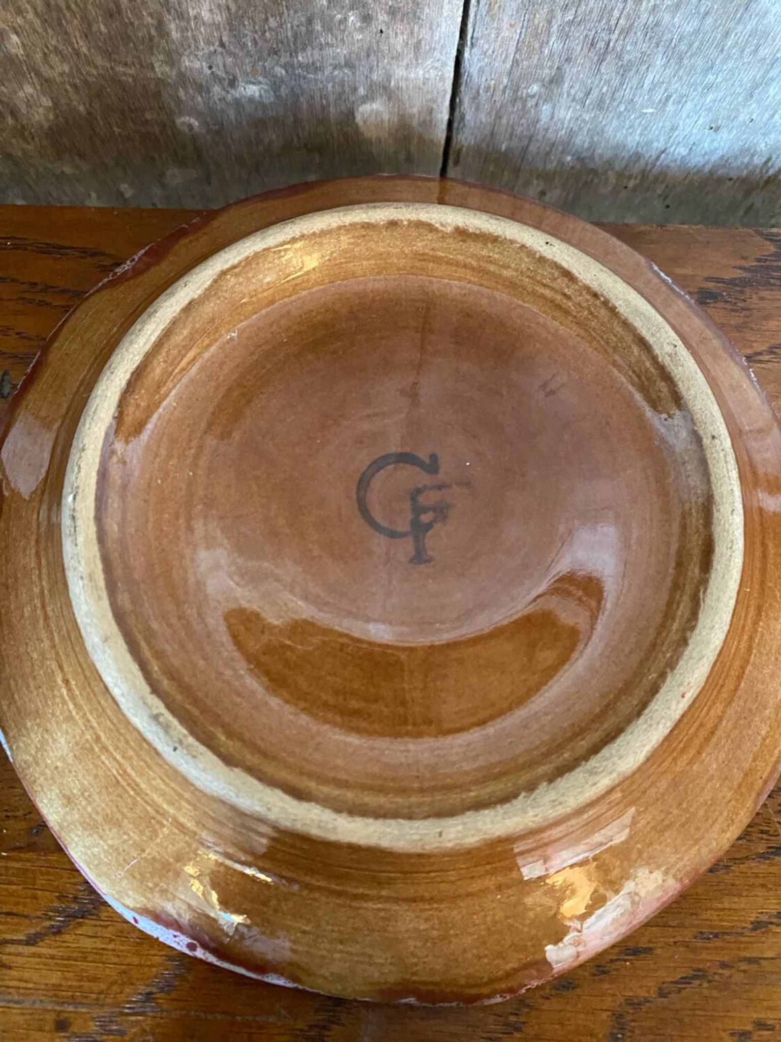 Ancienne théière gf art déco céramique flammée marron vintage
