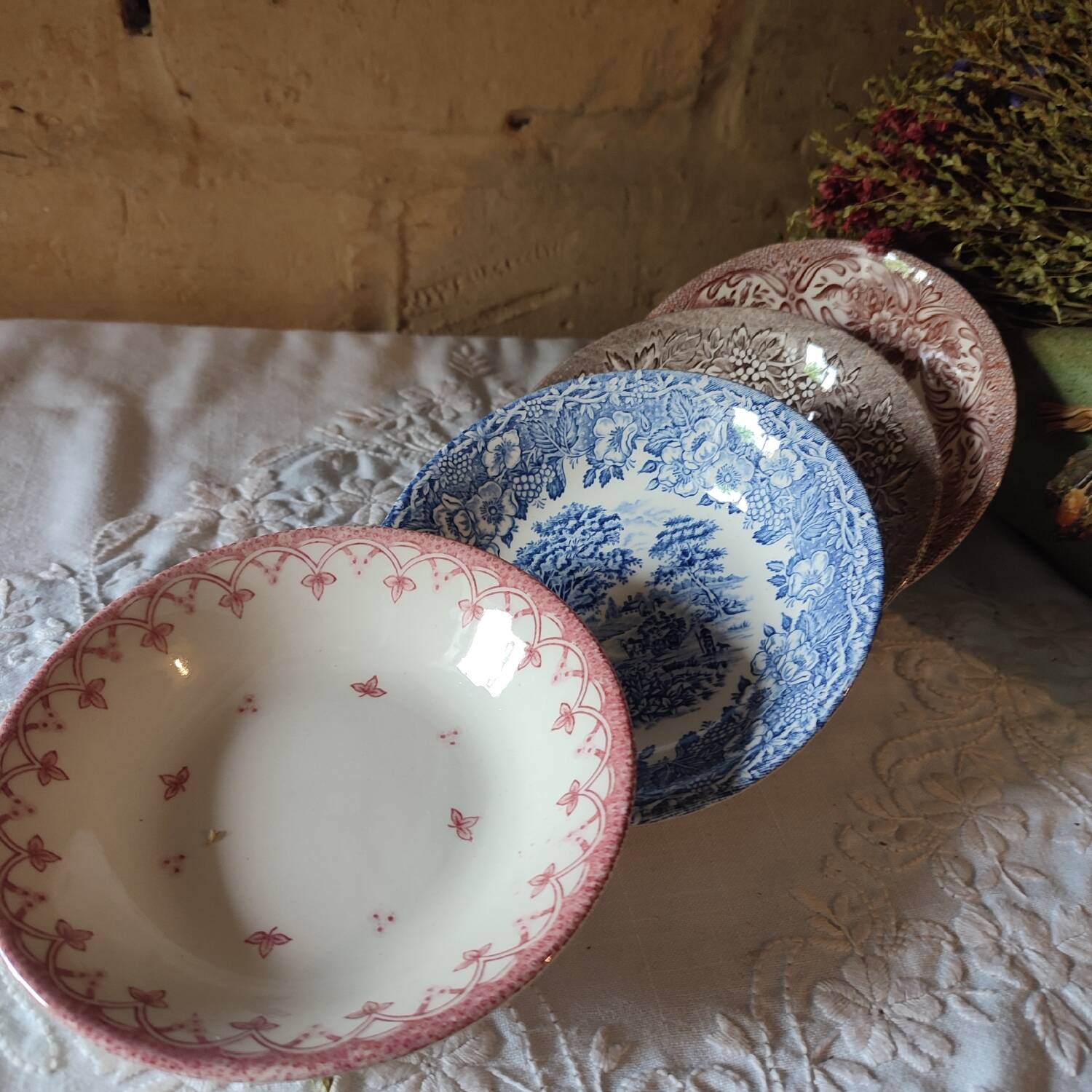 Four old bowls or cups from England