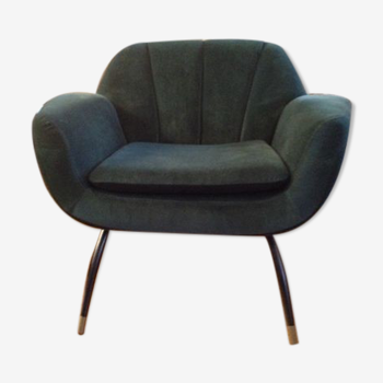 Armchair design velvet lounge club upholstery luxury seat smoked green metal.