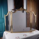Pare-Feu Ancien en Laiton, Style Louis XV, L 83 cm / H 55 cm