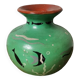 Vintage enamelled vase hand painted fish pattern