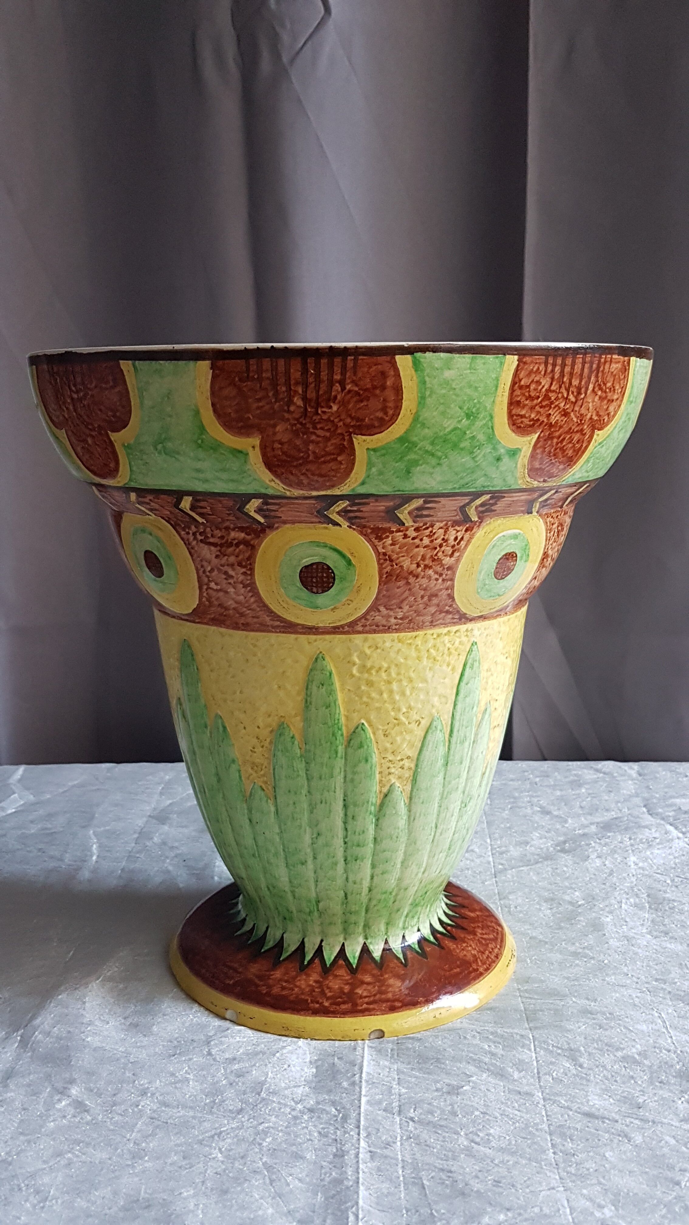 Art-deco vasque lamp in faience