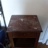 Nightstand wood and pink marble, art deco