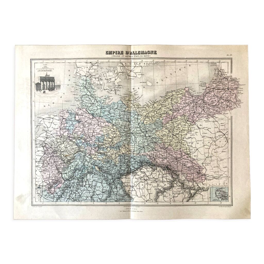 Old map geography German Empire Prussia and other northern states | Selency