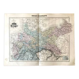 Ancienne carte géographie  Empire d'Allemagne Prusse et autres états du Nord