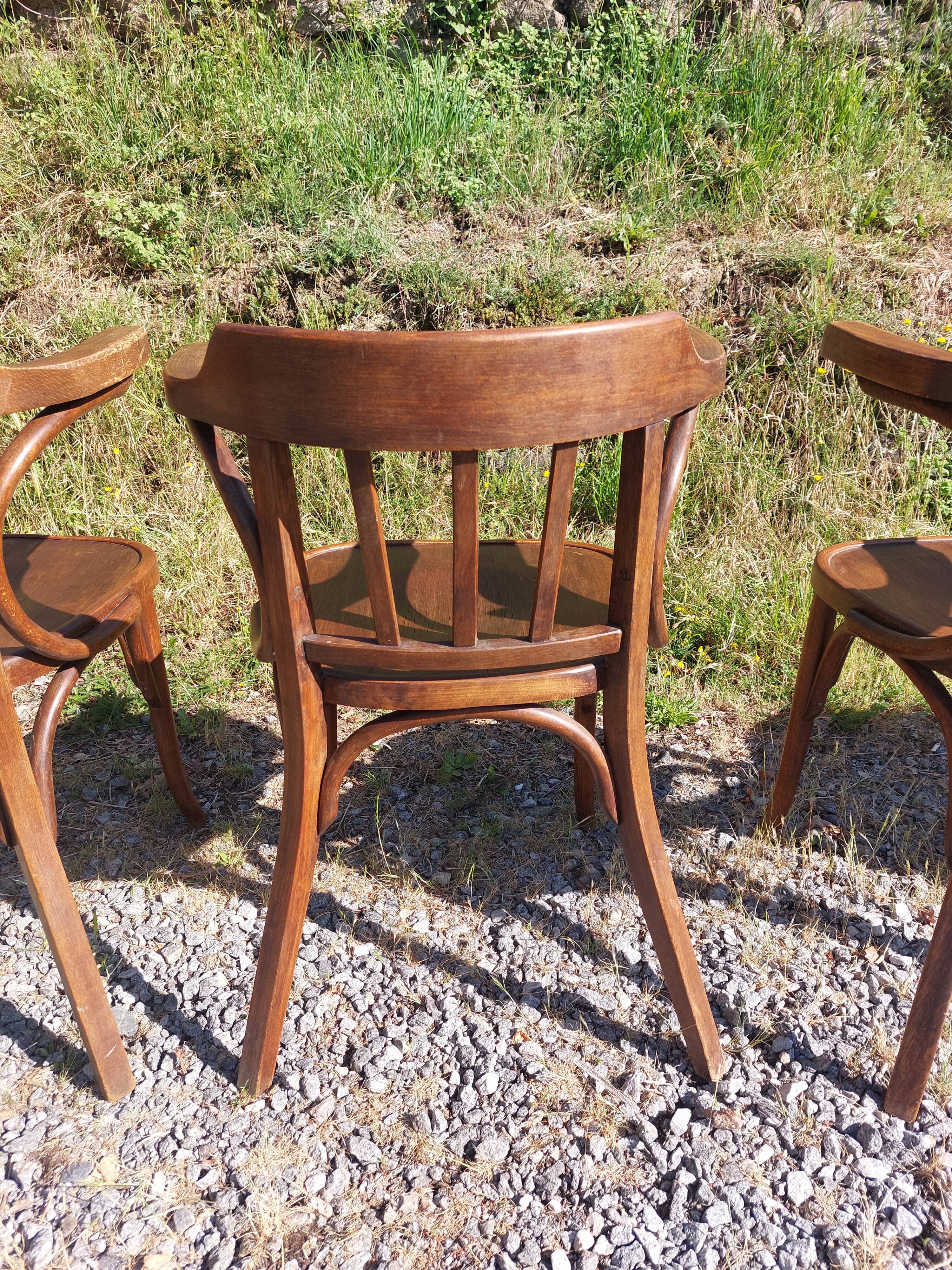 4 fauteuils Baumann en bois courbé