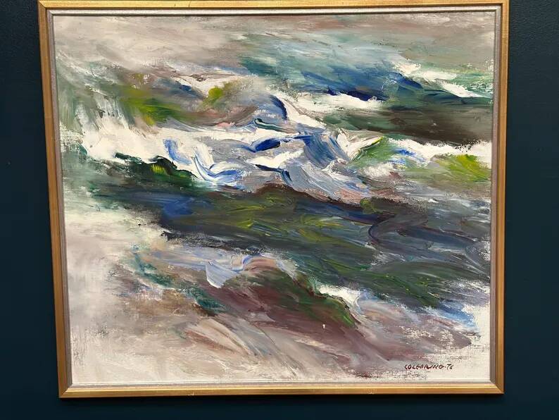 Large Original Swedish Oil on Canvas – “Abstract Composition” by Johny Colebring – 1978 – Signed – Vintage & Framed – 83×73 cm