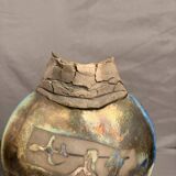 Sculpture Vase Ceramic Contemporary Art Raku Firing Wabi Sabi Eye