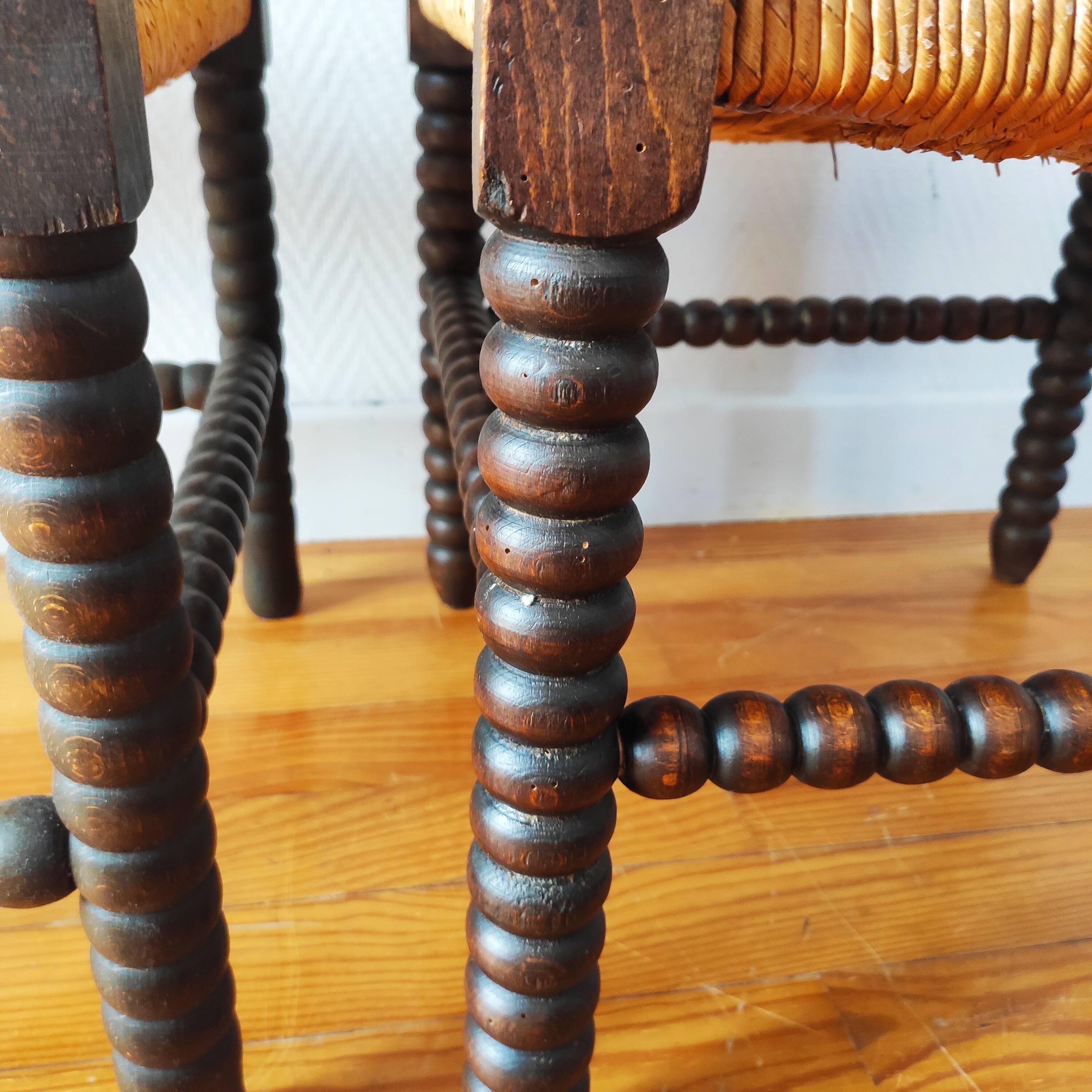 Pair of French corner chairs - turned wood, mid-20th century.
