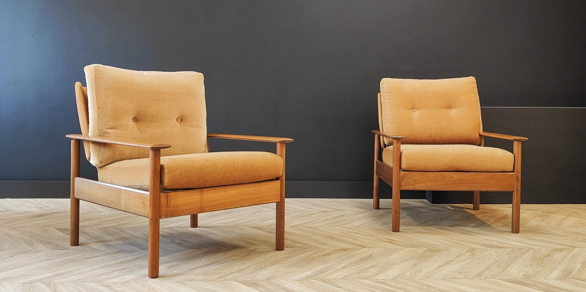 Two mid century armchairs vintage