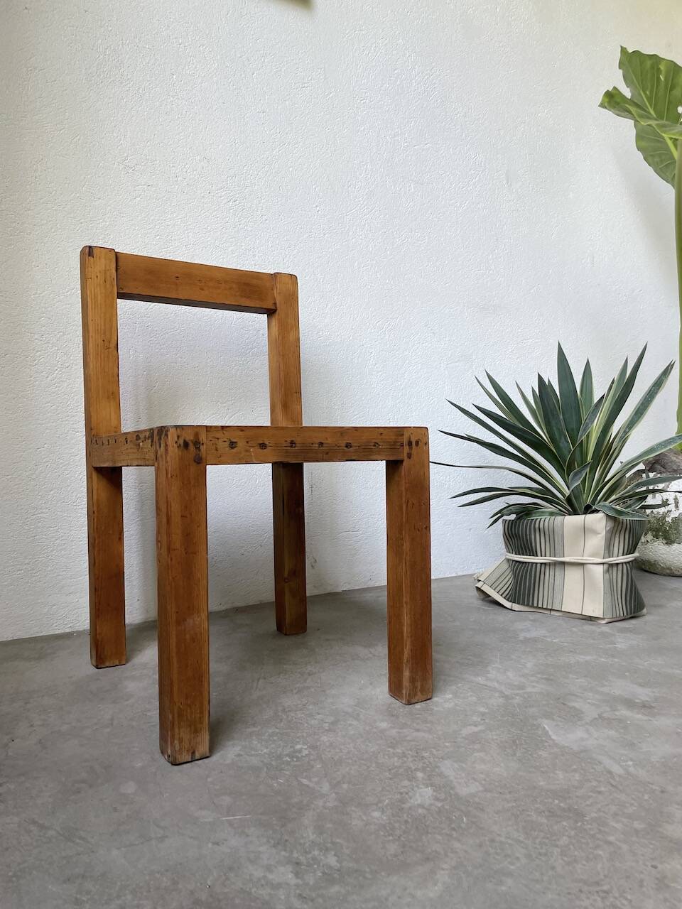Brutalist pine chair