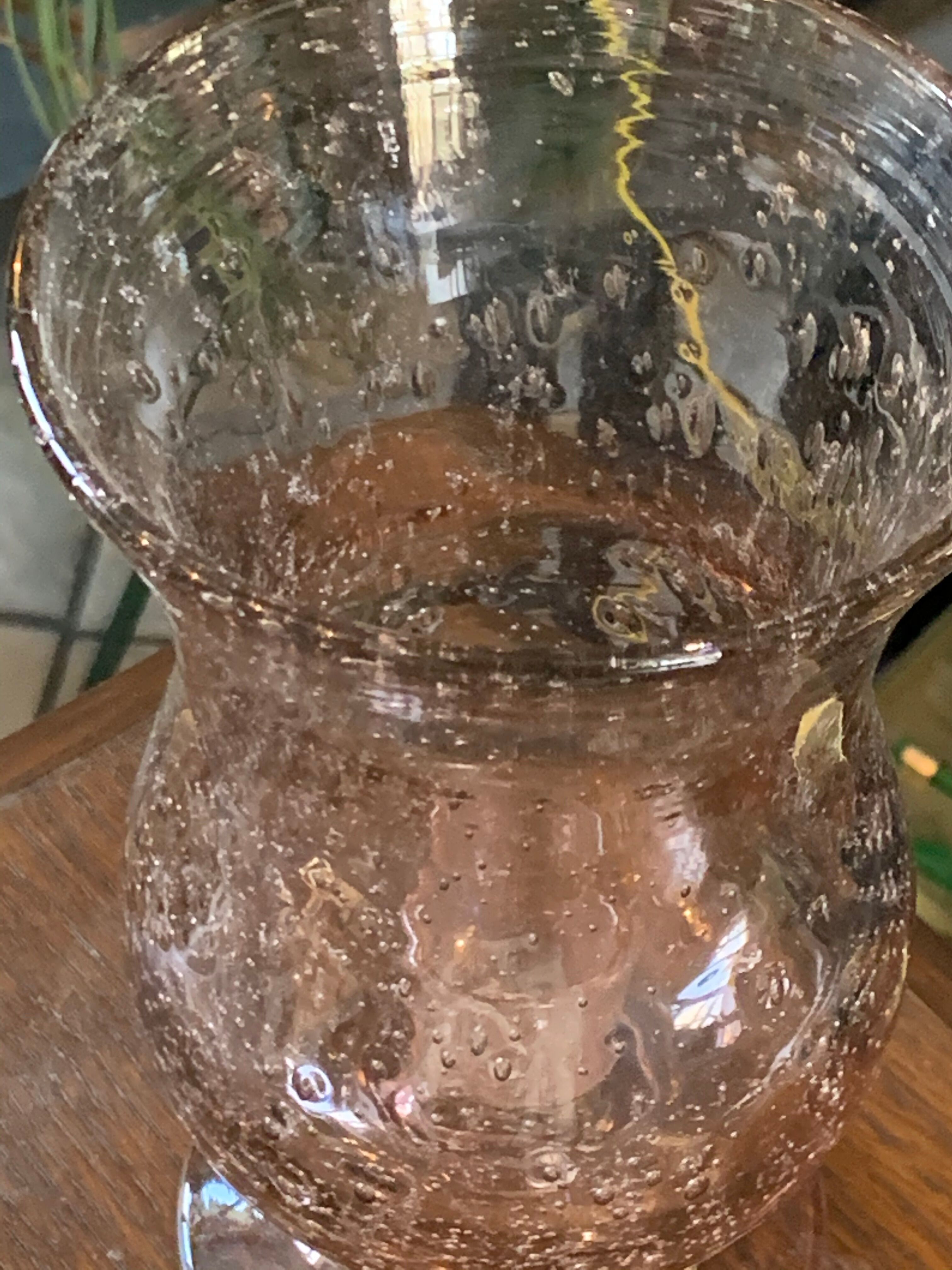 Photophore glass pink bubble parma unsigned vintage biot glassware