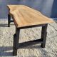 Bicolour coffee table in solid oak with 19th-century legs • Unique piece "Raw"