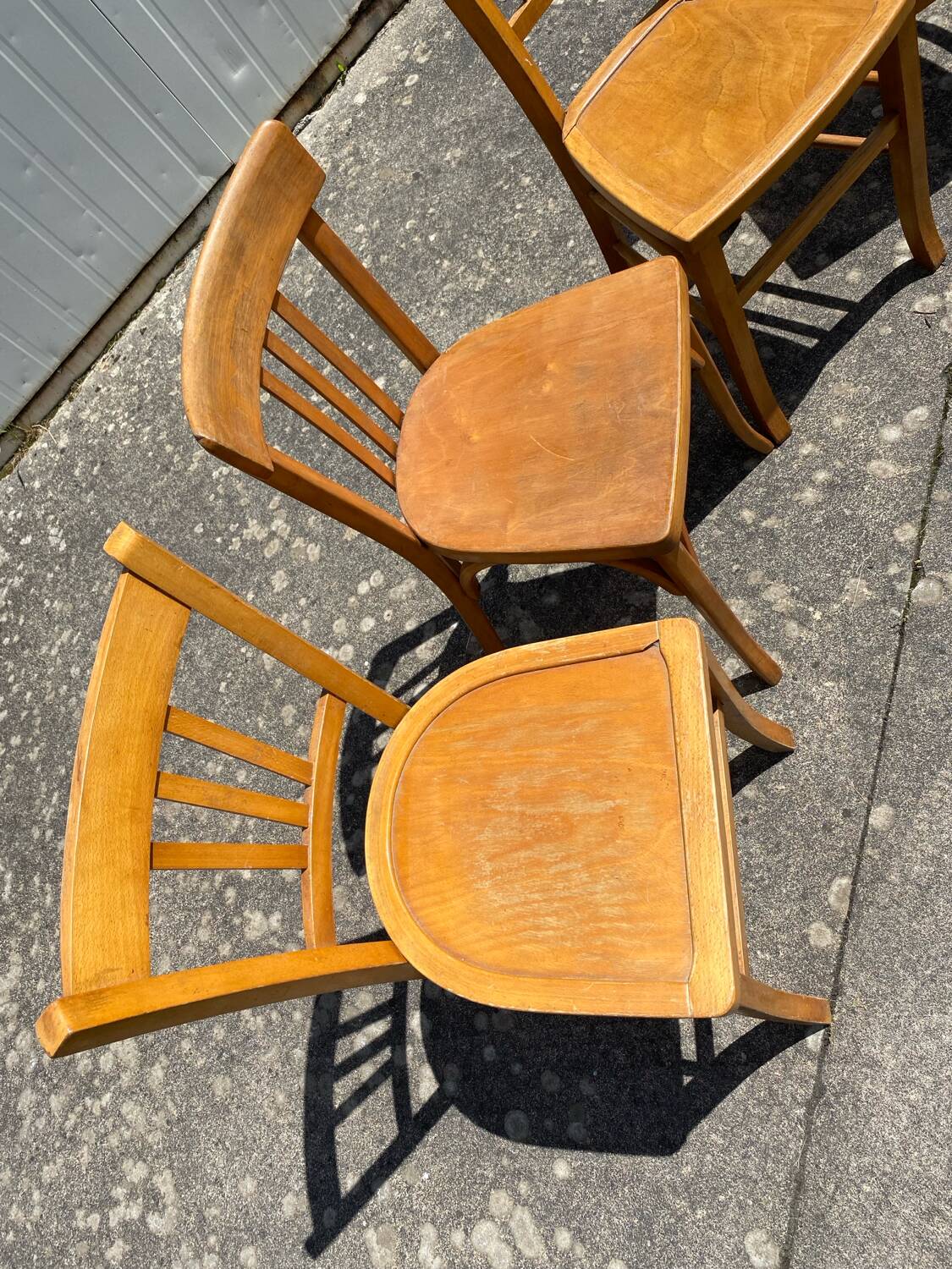 Set of 4 honey-colored bistro chairs