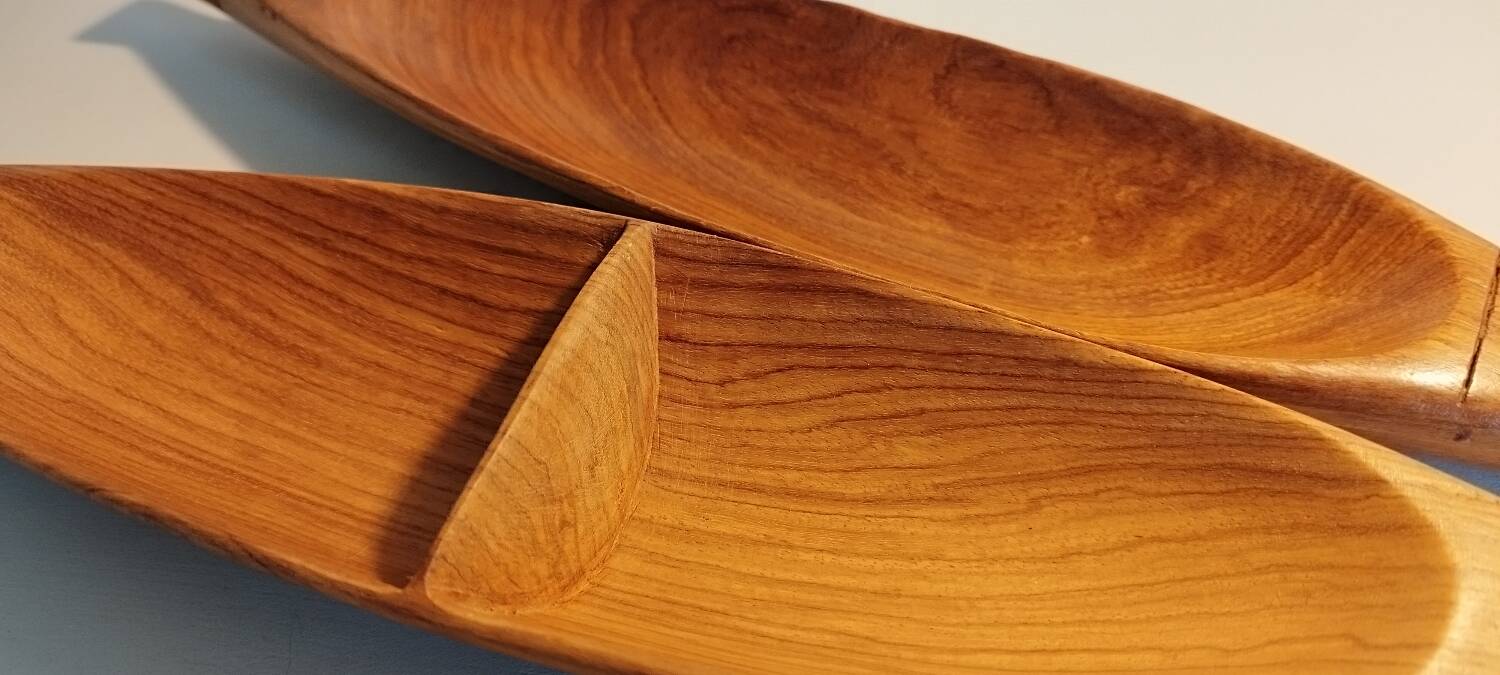 Pair of wooden appetizer dishes