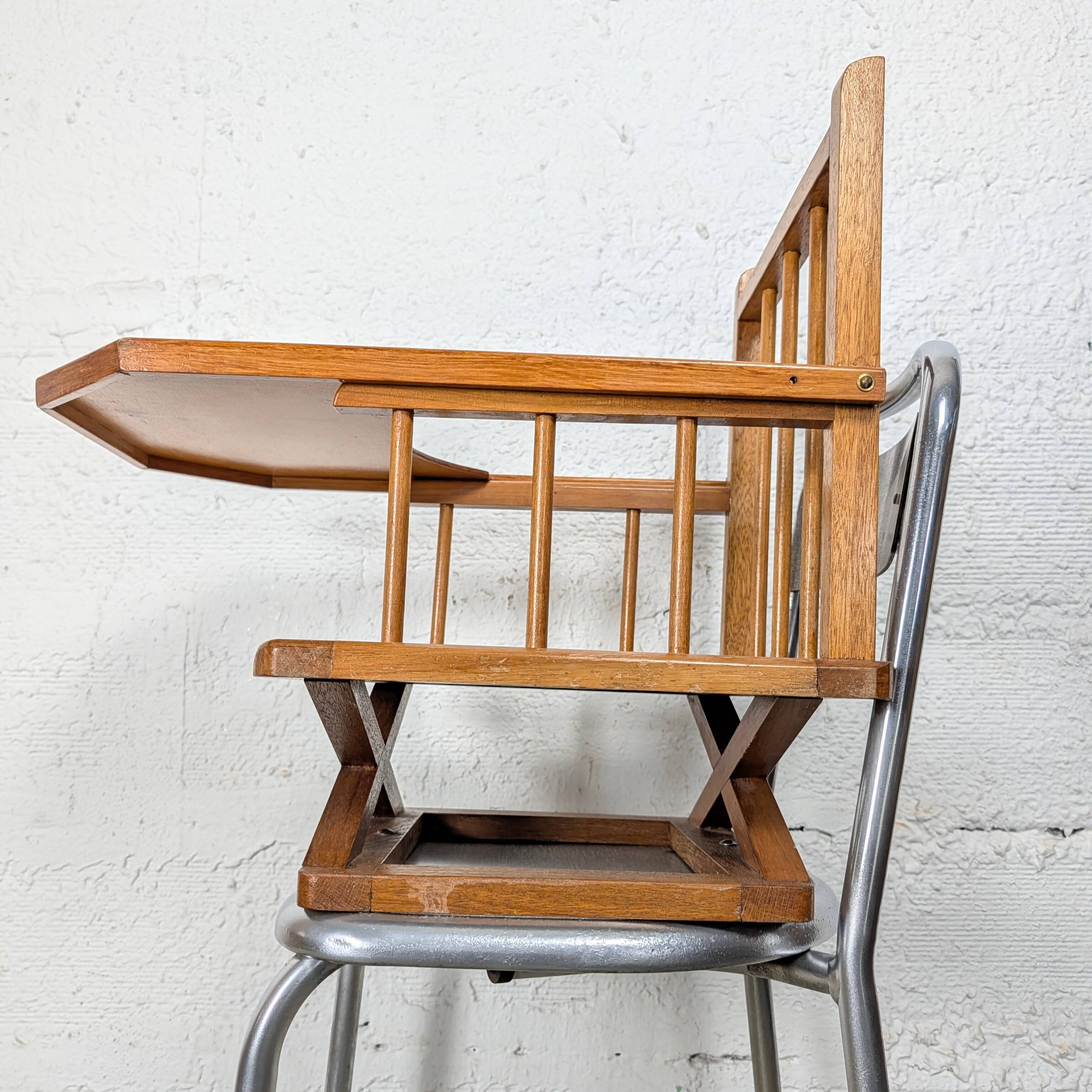 Chaise haute métal et bois