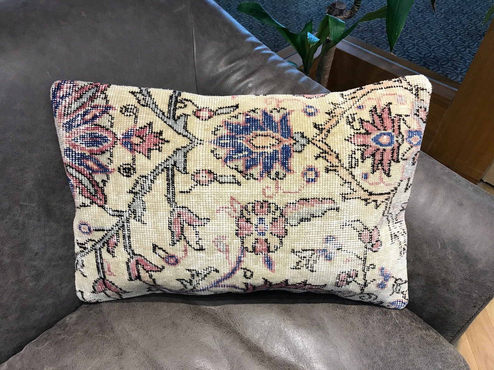 Turkish Carpet Floral Lumbar Pillow 40x60cm