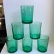 Lot de 6 verres à eau en verre vert anneées 70