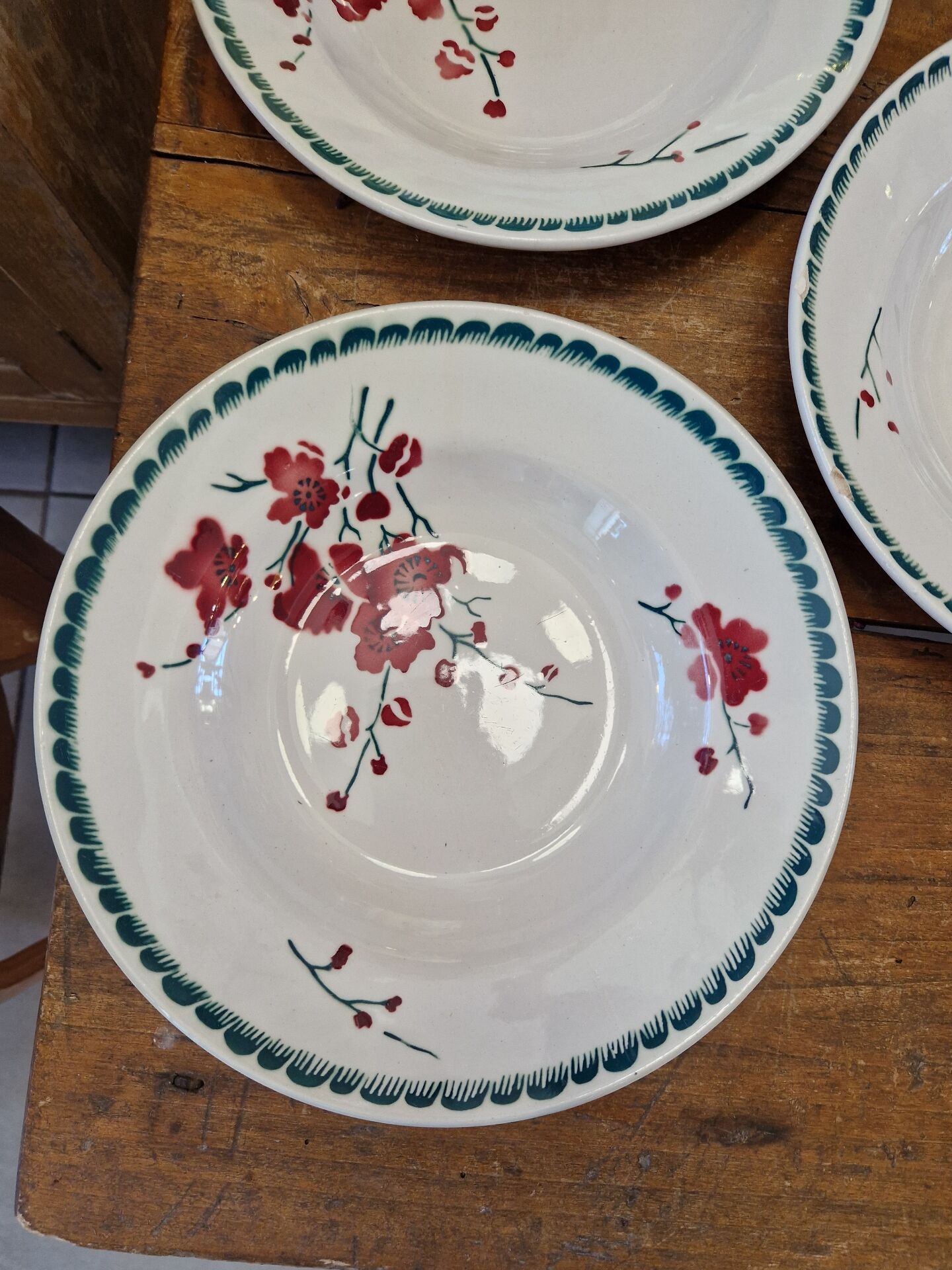 Set of 8 Deep Plates Cherry Blossom Badonviller