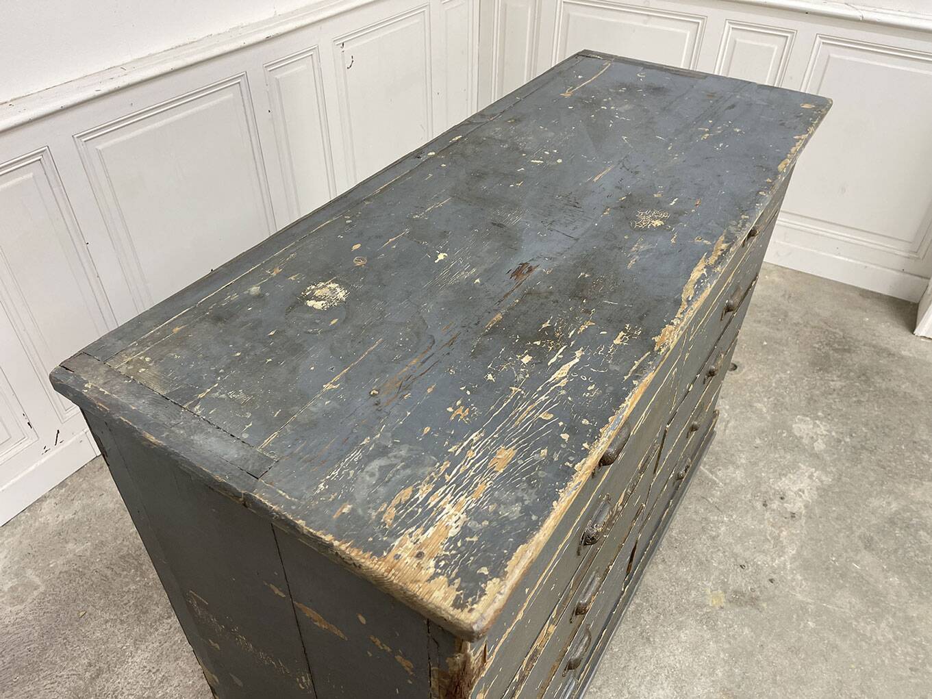 1930s workshop furniture with shell handles.