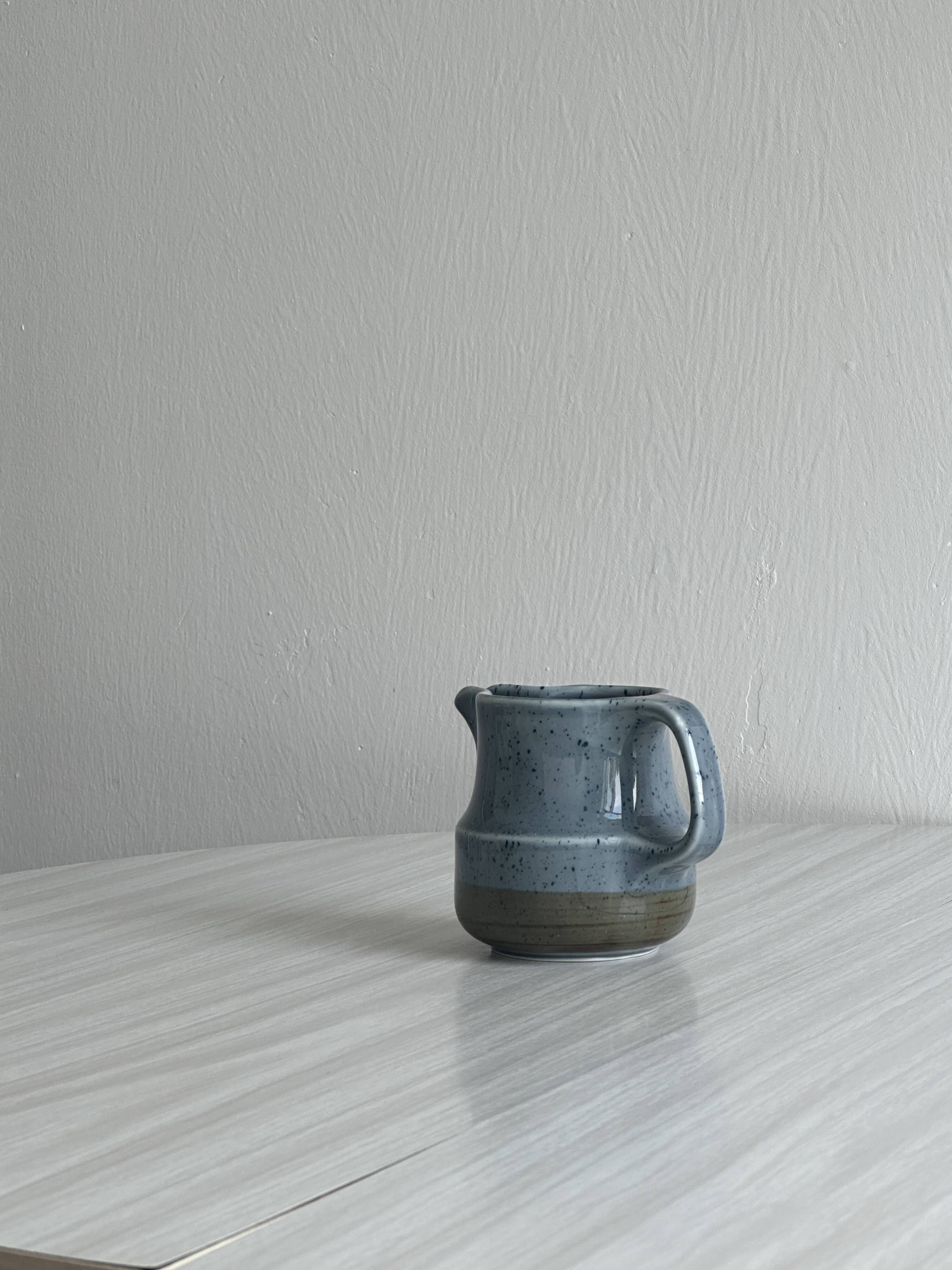 Small sauce boat, blue speckled ceramic creamer