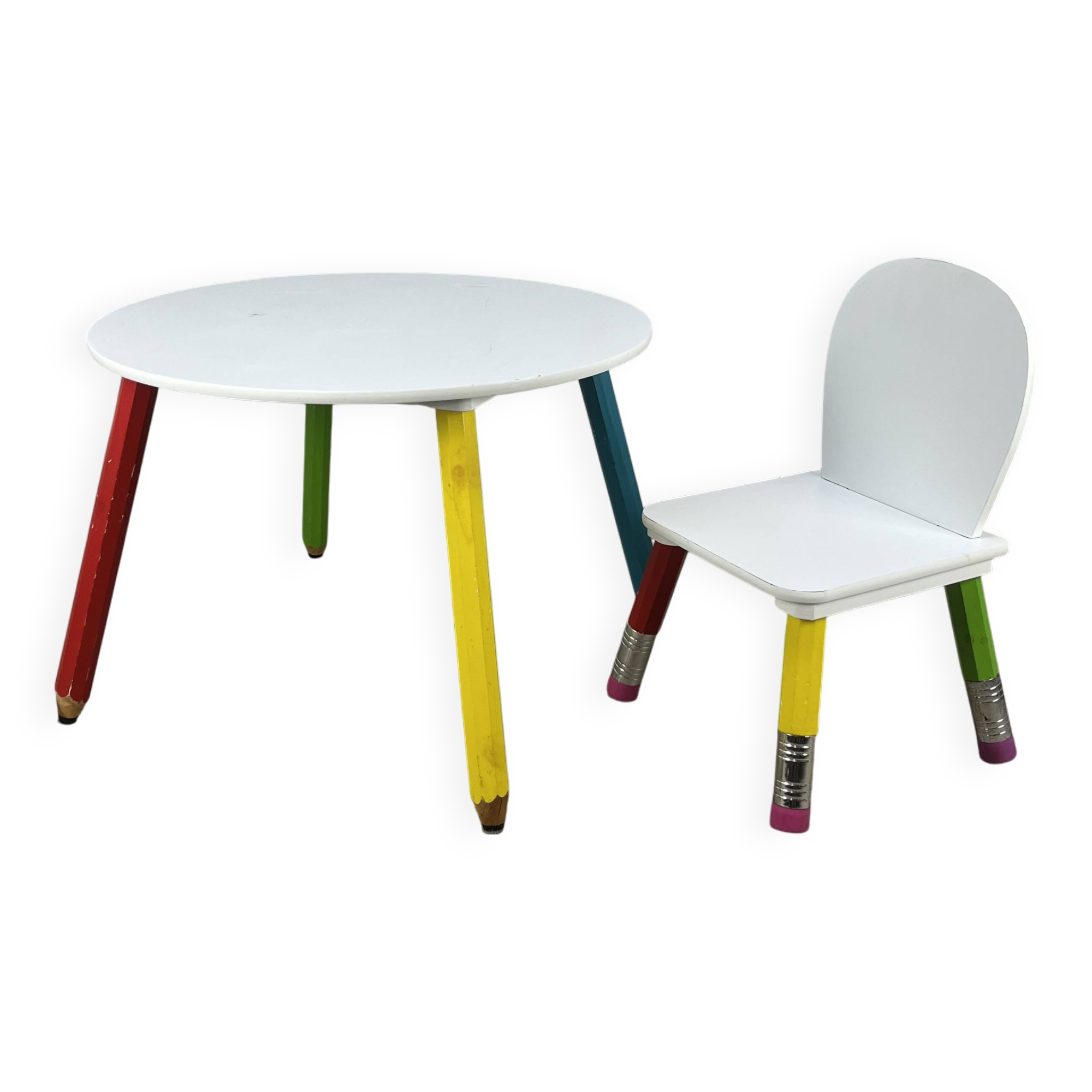Table et chaise crayon Pierre Sala pour enfant, années 80