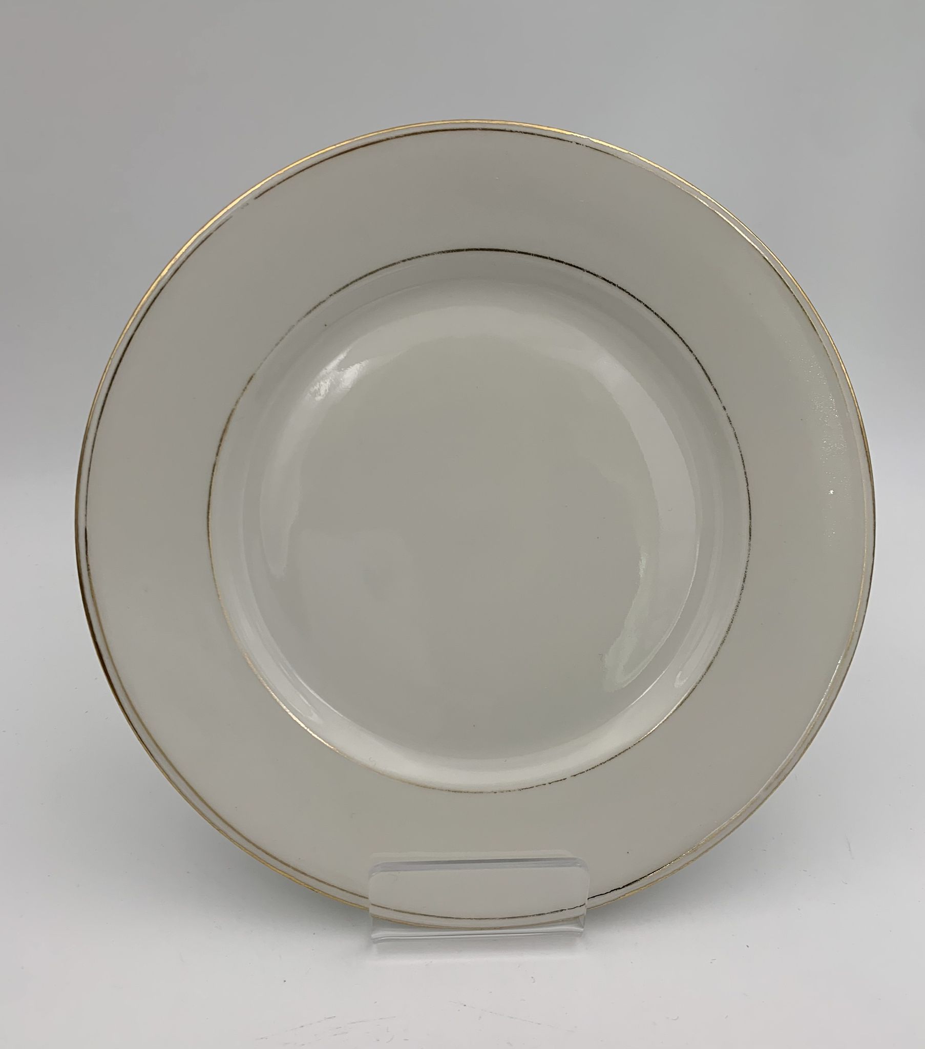 9 antique dessert plates white and gold porcelain from limoges william guerin - circa 1900