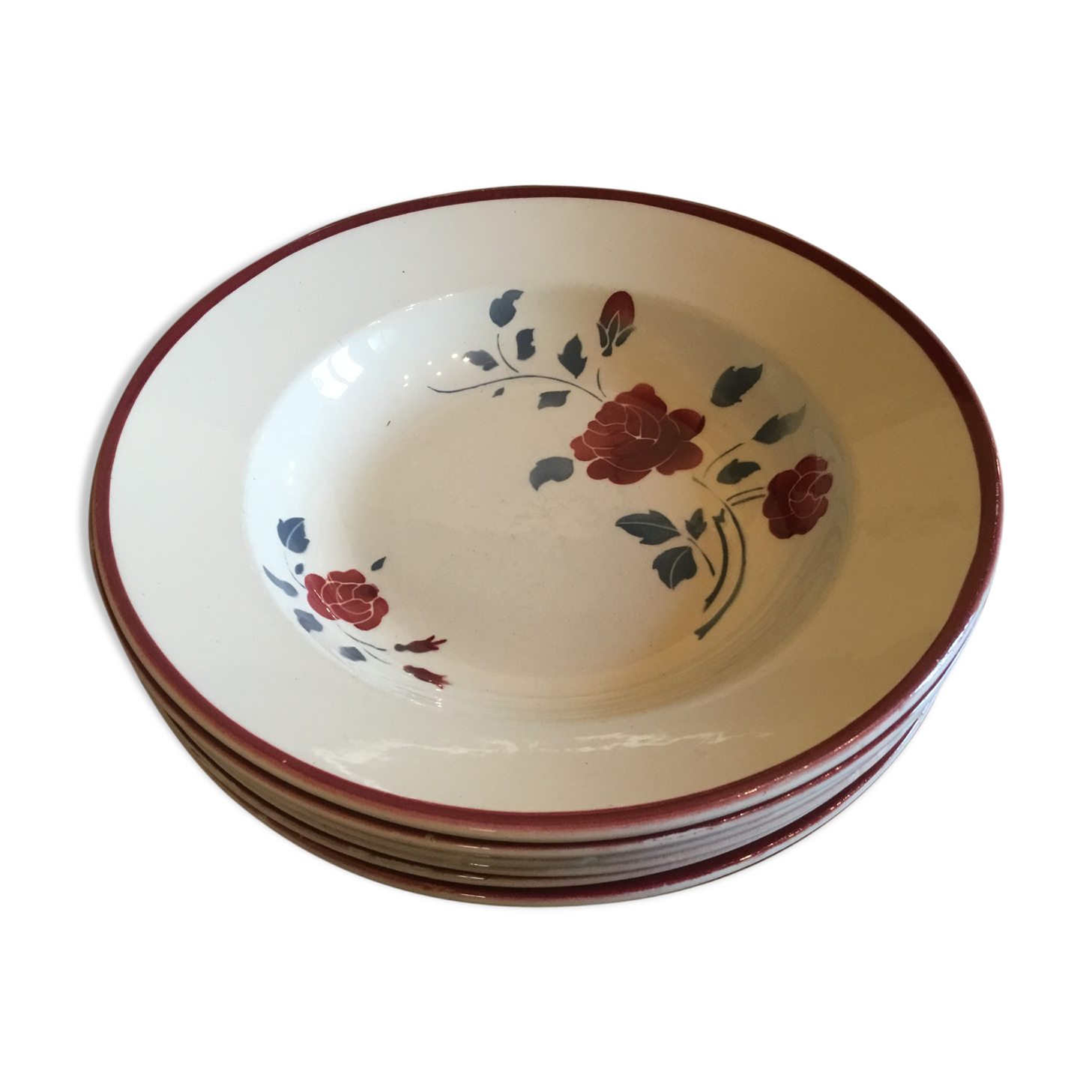 6 plates "roses" Badonviller