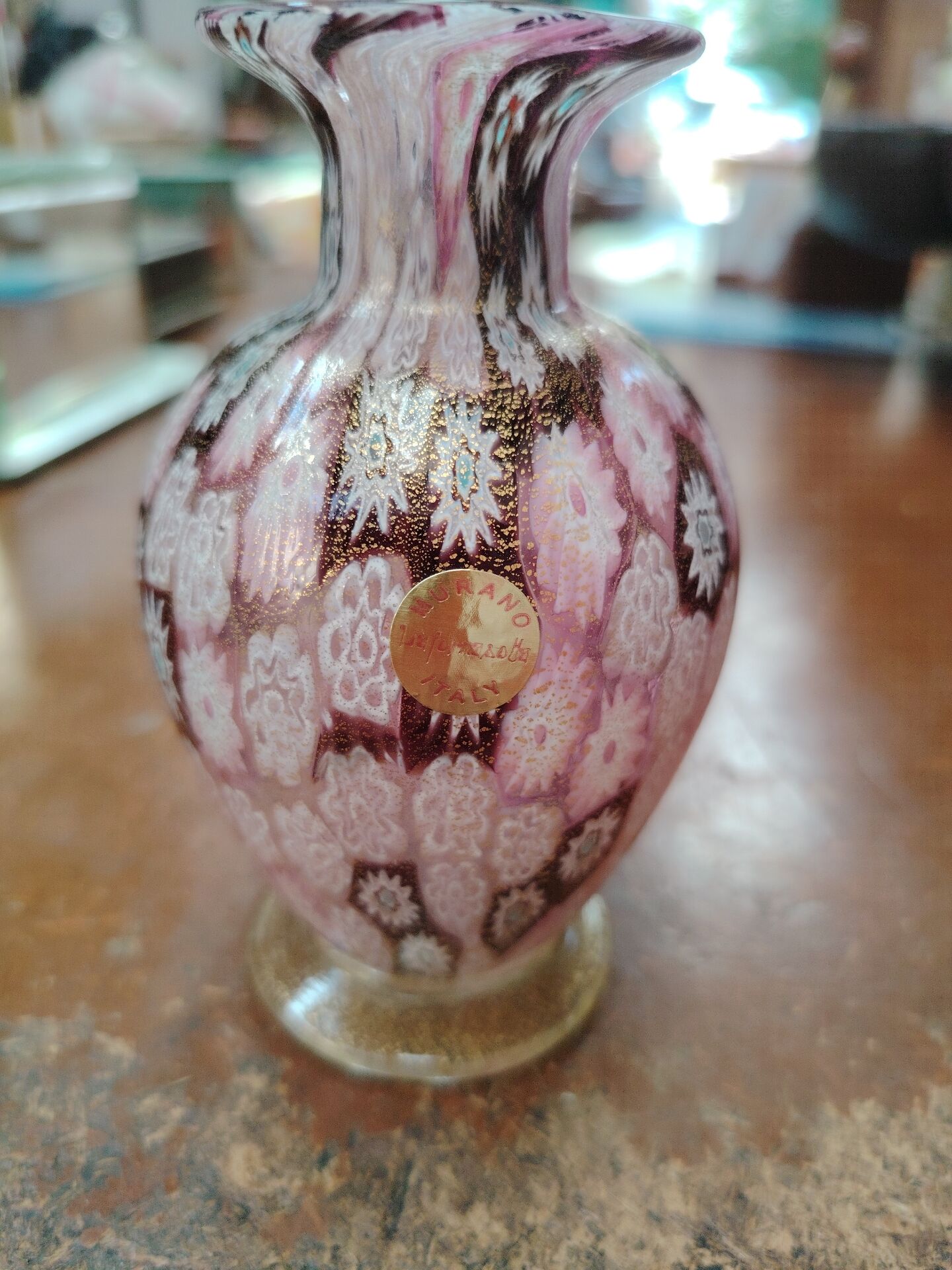 Small Murano Millefiori soliflore vase with gold inclusions – 1960