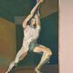 Swedish Oil on Canvas"The Discus Thrower" by Eric Elfvén,vintage and framed