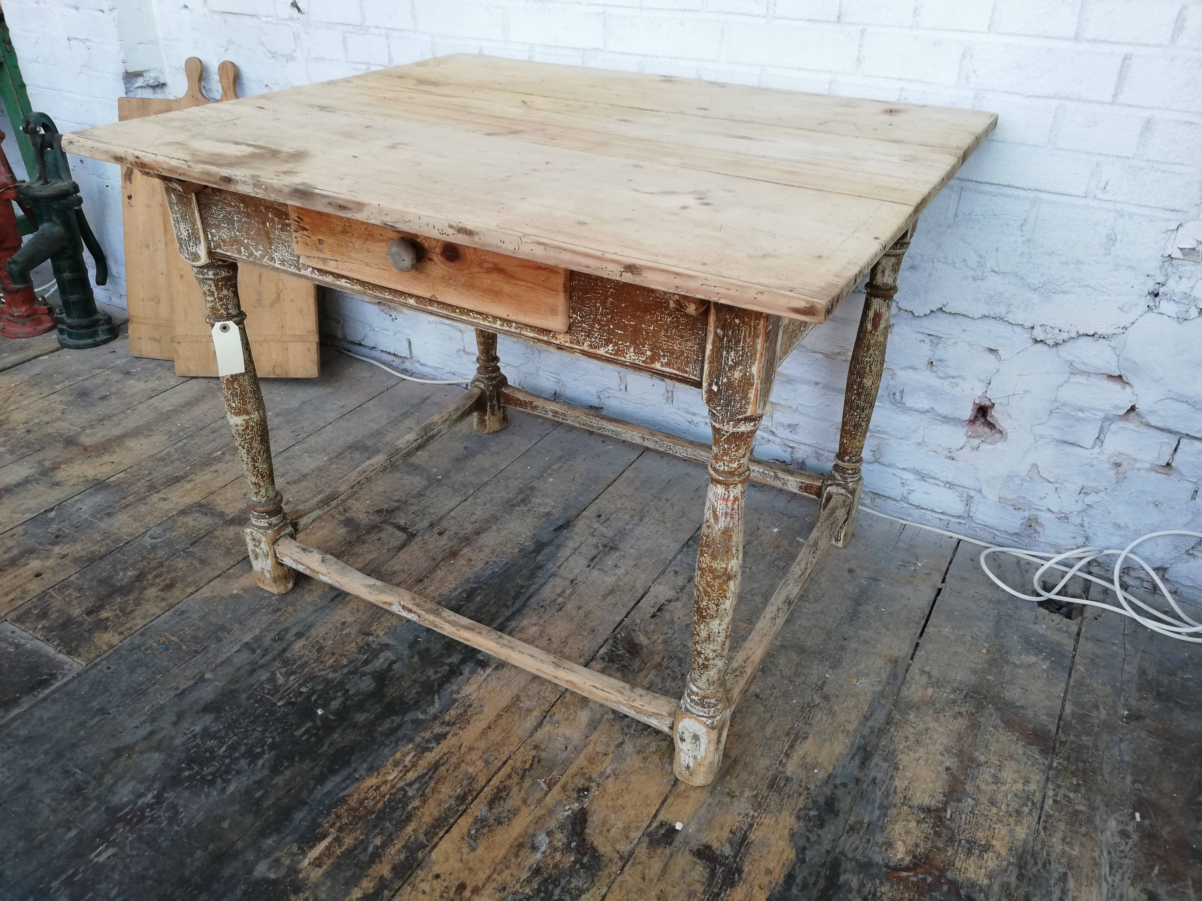 Square farmhouse table, vintage