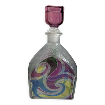 Carafe bouteille vintage Luigi Bormioli Italie - Modèle "Spirale psychédélique"