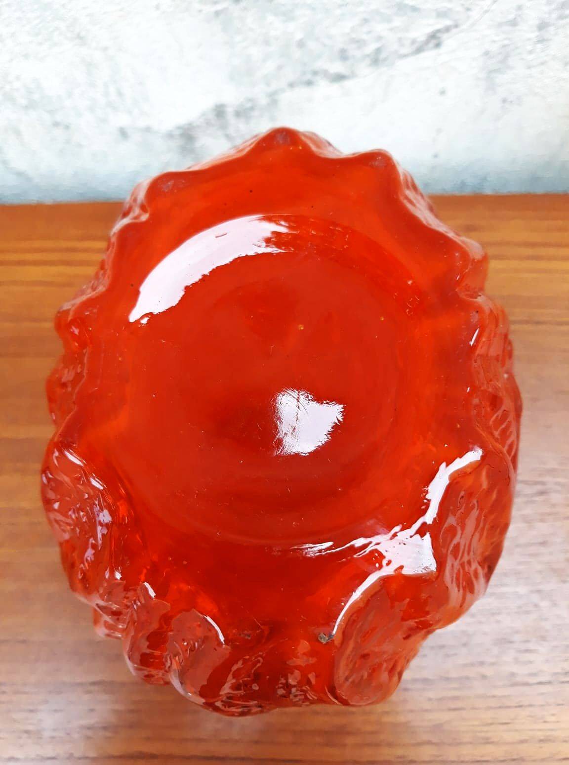 Vintage orange glass vase, 1960s.