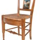 Pair of chairs with barrette backs and bands painted with animated landscapes