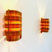 Wall sconces in pine veneer by Hans-Agne Jakobsson for Ab Ellysett, Sweden, 1960s.